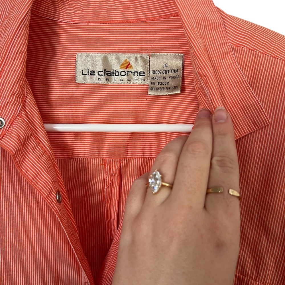 Vintage 80s 90s Orange & White Striped Jumpsuit <3 - Picture 4 of 5